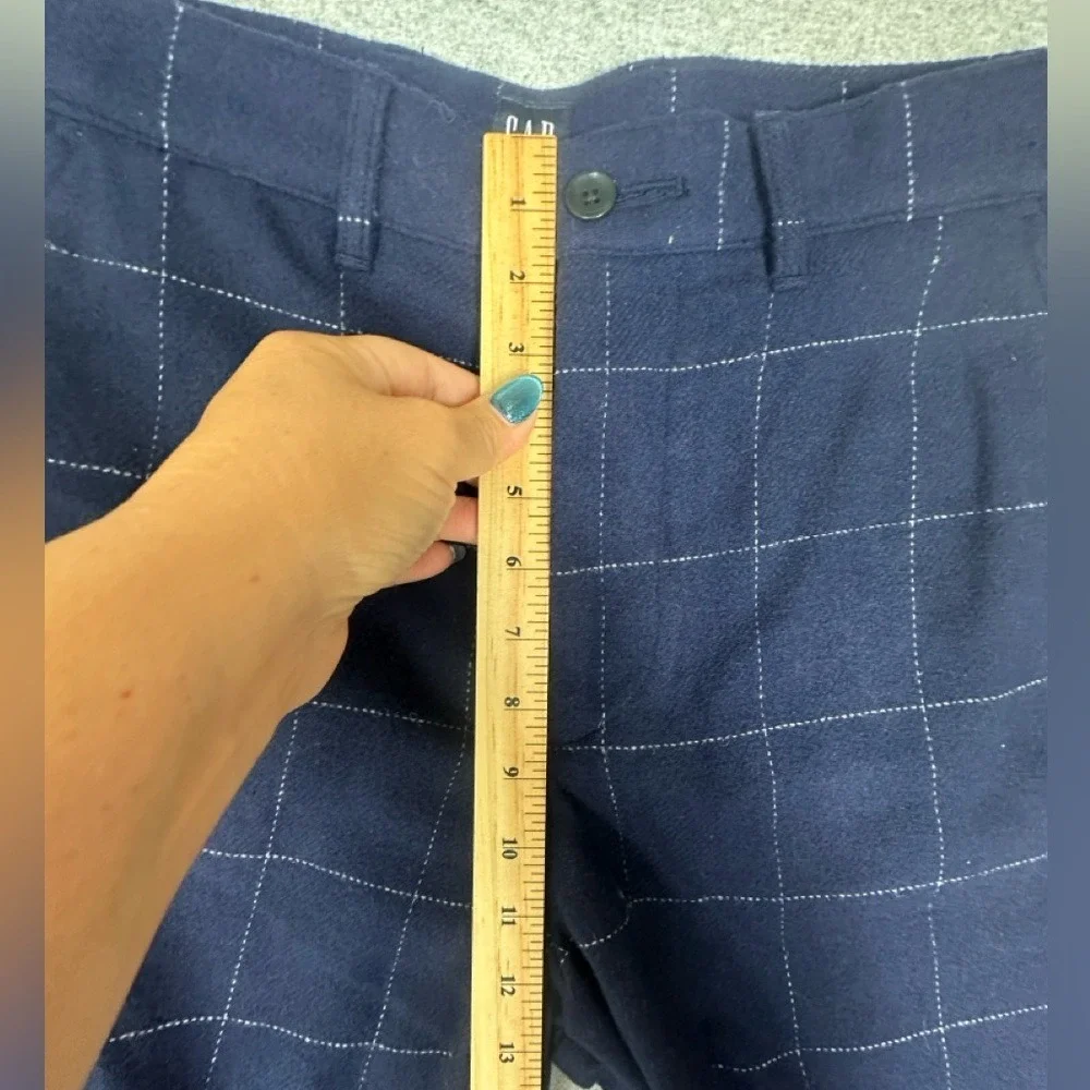 Gap Wool Blend Pants Mens 31 Navy Relaxed Taper Windowpane Plaid Academia Preppy